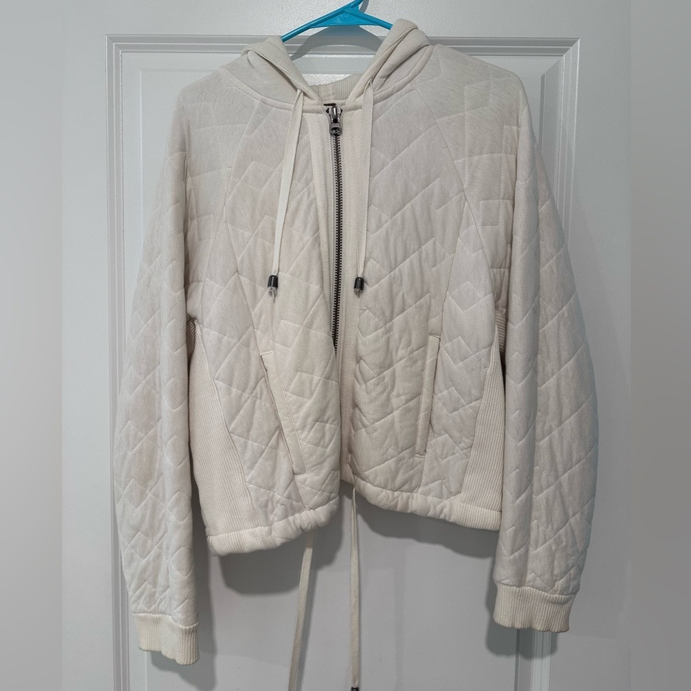 Quilted Cream Hoodie